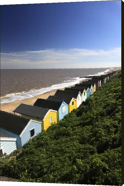 wooden Beach huts on the promenade, Southwold town
