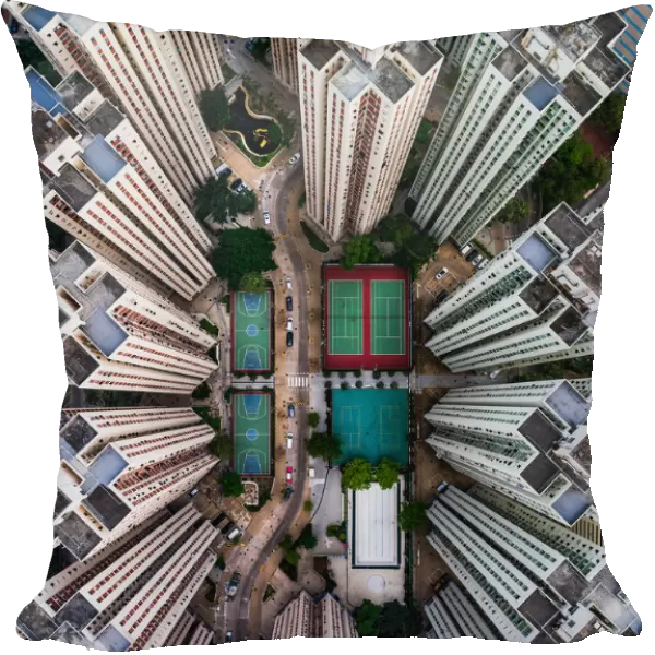 Richland Gardens building complex taken by drone, Kowloon Bay, Hong Kong