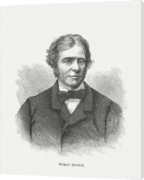 Michael Faraday (1791 - 1867), wood engraving, published in 1873
