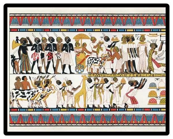 Nubian tribal chiefs offering gifts to the egyptian king 1380 B. C