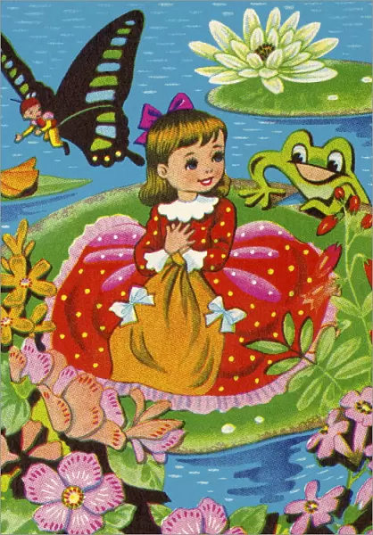 Girl Sitting on a Lily Pad on a Pond