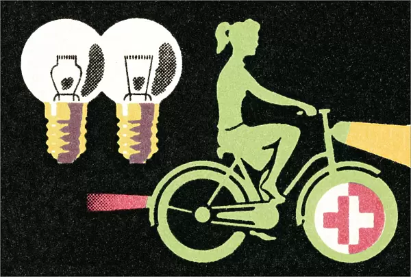 Cyclist and light bulbs