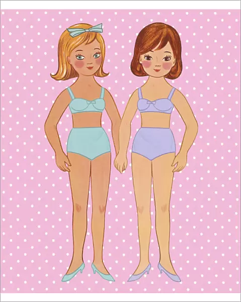 Two Girls Dressed in their Underwear