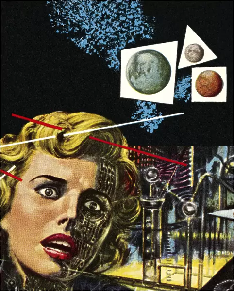 Frightened Woman With Planets