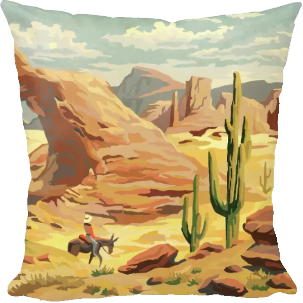 Desert Landscape With Cowboy