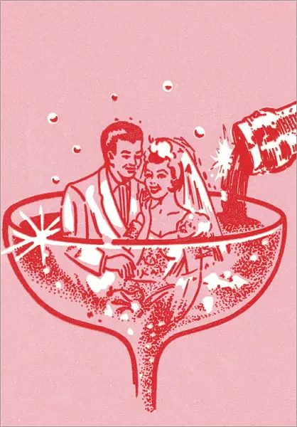 Wedding Couple and Champagne