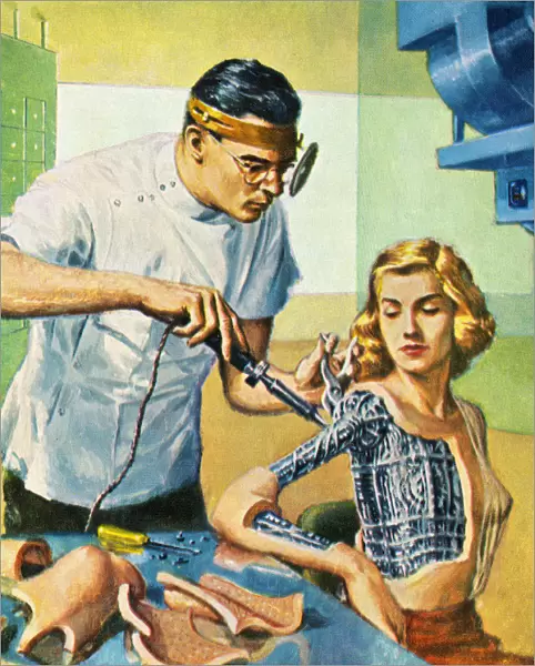 Doctor Working on Robot Woman