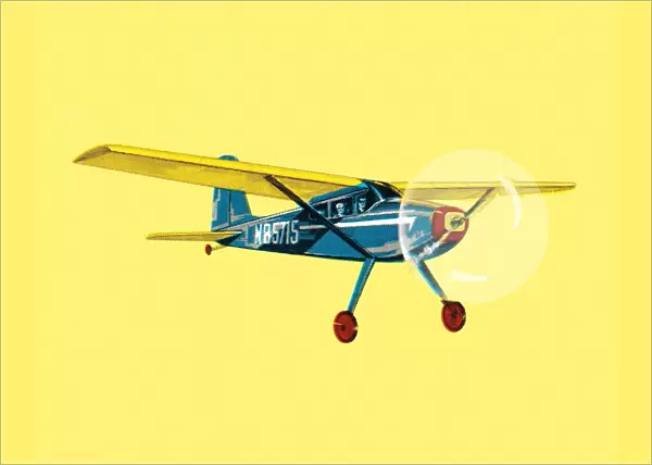 Small Airplane on a Yellow Background