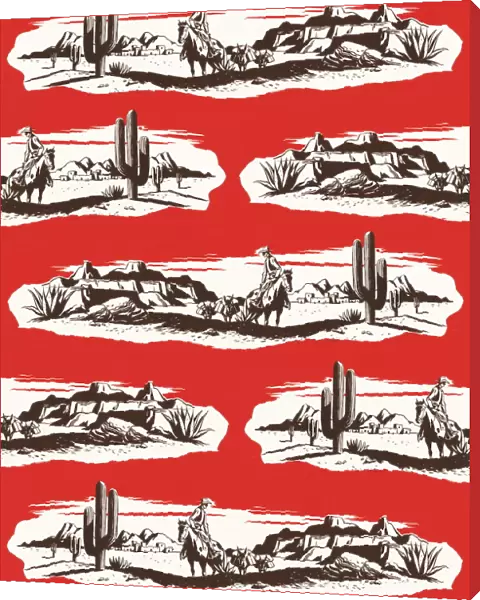Cowboy in the desert pattern