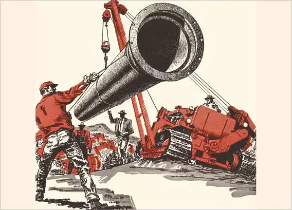 Illustration of a construction site with a large pipe