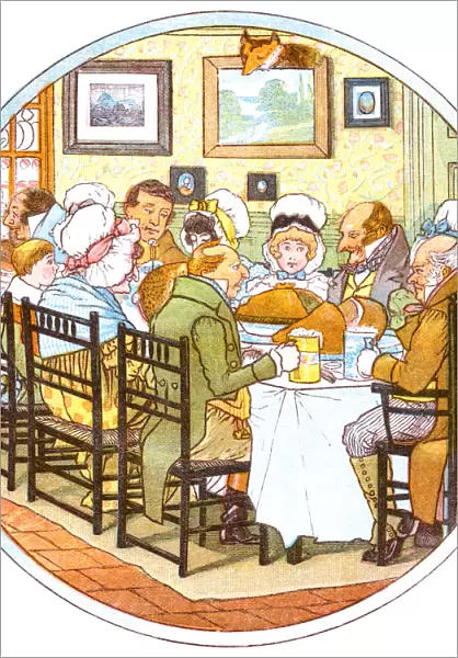 Regency period family enjoying a hearty meal