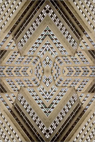 Abstract image: kaleidoscopic image of the facade of the Empire State Building tower in