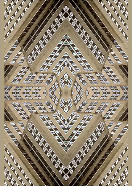 Abstract image: kaleidoscopic image of the facade of the Empire State Building tower in