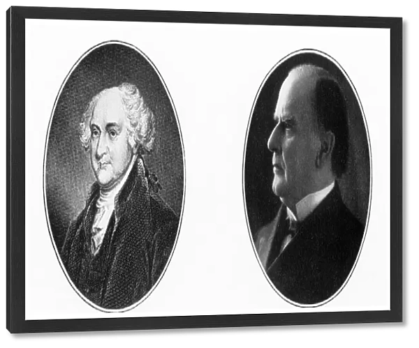 Early Illustration of Presidents John Adams and William McKinley