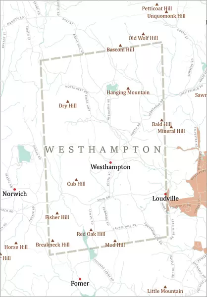 MA Hampshire Westhampton Vector Road Map