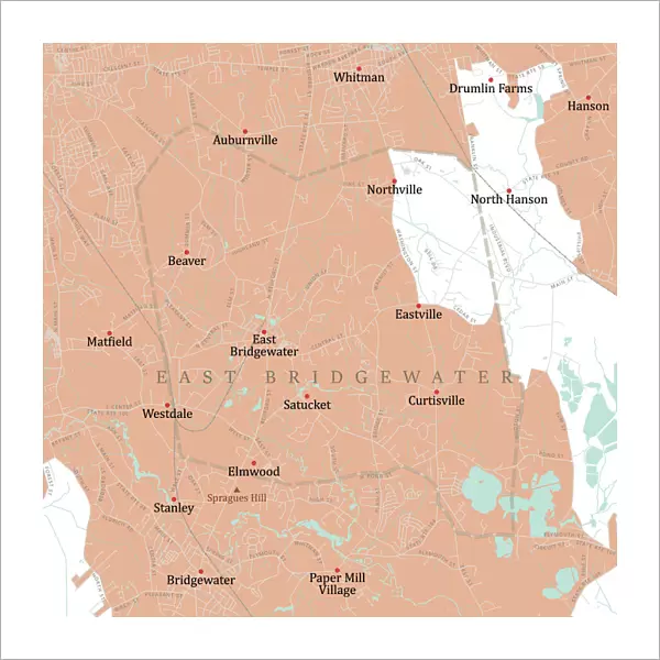 MA Plymouth East Bridgewater Vector Road Map