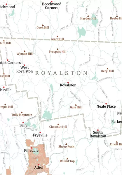 MA Worcester Royalston Vector Road Map