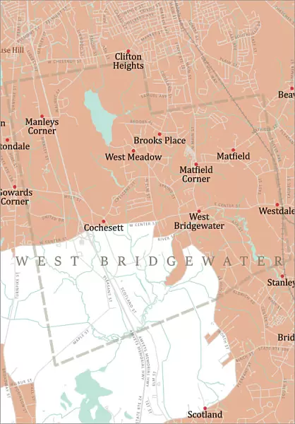 MA Plymouth West Bridgewater Vector Road Map