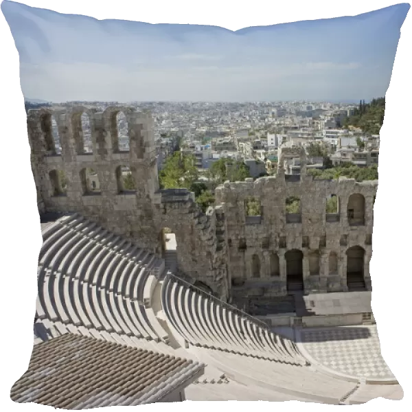 Greece, Athens, Acropolis, Odeon of Herodes Atticus, elevated view