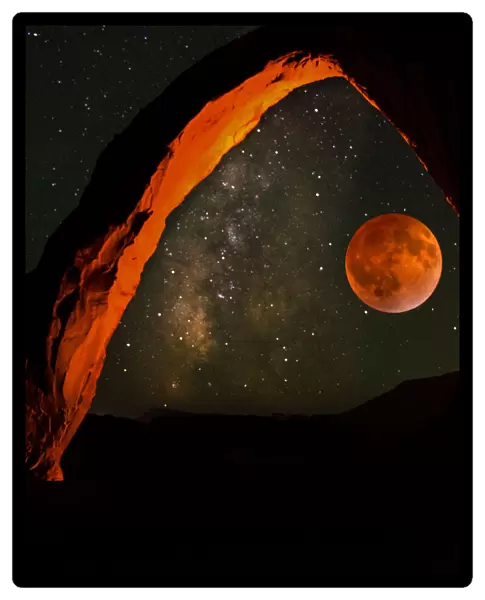 Blood Moon through Corona Arch Composite