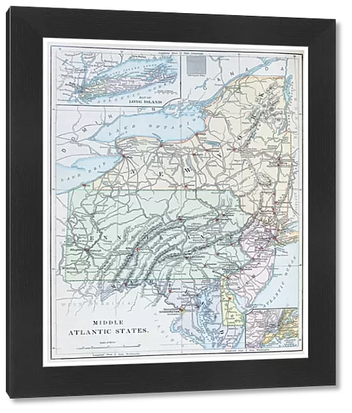Antique map: USA - Middle Atlantic States