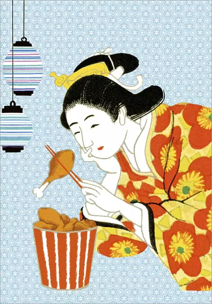 Geisha Eating Fried Chicken