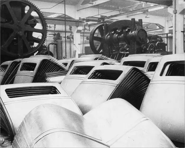 Car Parts. Stacks of motor car parts at the Opel Works. (Photo by James Abbe / Getty Images)