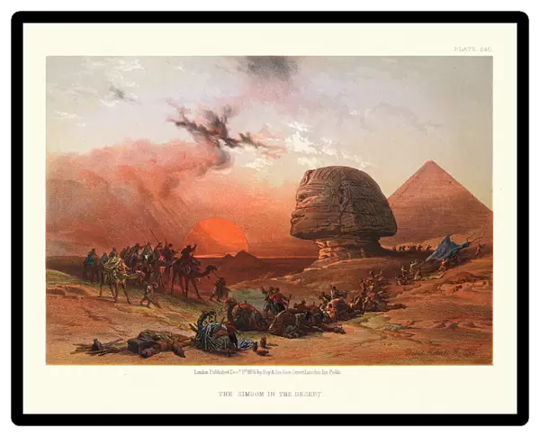Simoom in the Desert, Great Sphinx and Pyramid, Egypt, Victorian 19th Century