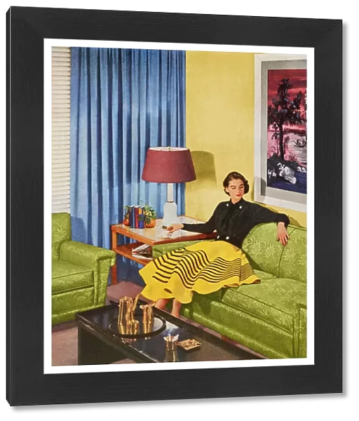 Woman Sitting in a Living Room