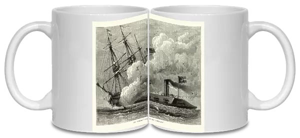 American civil war naval battle, CSS Virginia sinking the Cumberland