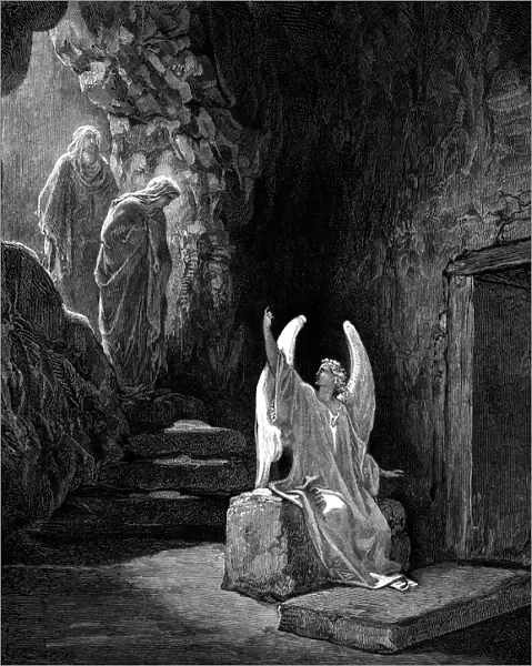 The angel announces that Jesus has risen