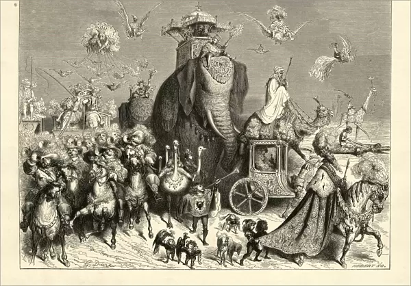 Royal cavalcade, Ane Skin, fairytale, Gustave Dore
