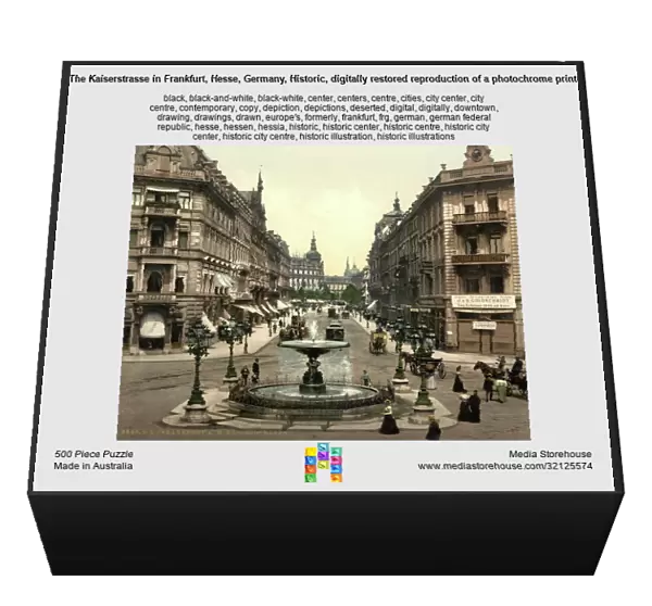 The Kaiserstrasse in Frankfurt, Hesse, Germany, Historic, digitally restored reproduction of a photochrome print from the 1890s