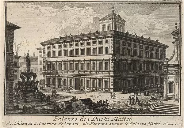 Palazzo de i Duchi Mattei, 1767, Rome, Italy, digital reproduction of an 18th century original, original date unknown