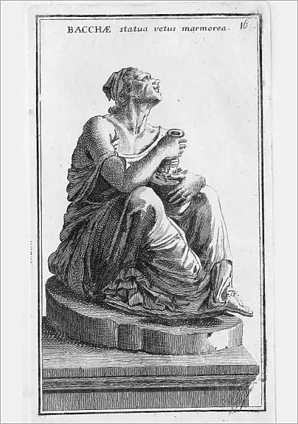 Baccante, a maenad, mythical companion of the Dionysian traits as well as the historically provable cult follower, historical Rome, Italy, digital reproduction of an 18th century original, original date not known