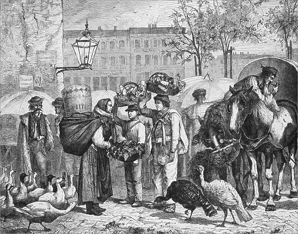 Slavs and Hungarians at the Naschmarkt in Vienna, Austria, History, digital reproduction of an original from the 19th century