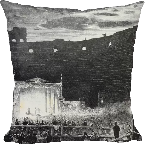 An event at the Arena di Verona, 1886, Arena di Verona, a Roman amphitheatre in the Piazza Bra in Verona, Italy, History, digital reproduction of an original 19th-century artwork