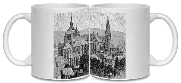 The Cathedral of Trier, Germany, Historical, digitally improved reproduction of an original from the 19th century, digital reproduction of an original from the 19th century