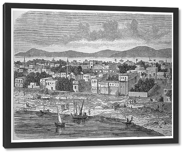 Dunqula, Dongola, Dungula, Dongla, Town in Nubia, Sudan, in 1880, Historic, digital reproduction of an original 19th century original