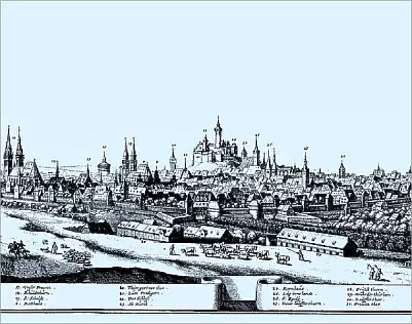 Nuremberg in the Middle Ages, Middle Franconia, Bavaria, Germany, Historical, digital reproduction of an original from the 19th century, original date unknown