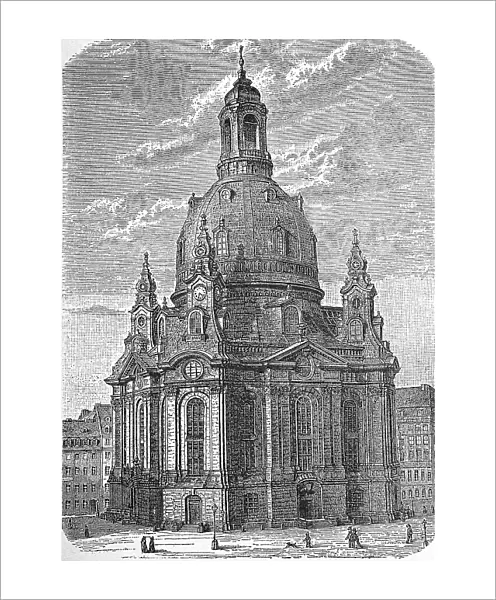 The Church of Our Lady in Dresden, Saxony, Germany, in 1890, Historic, digitally restored reproduction of an original 19th-century artwork