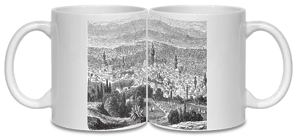 View of Damascus in 1880, Syria, Historic, digitally restored reproduction of a 19th century original, exact original date unknown