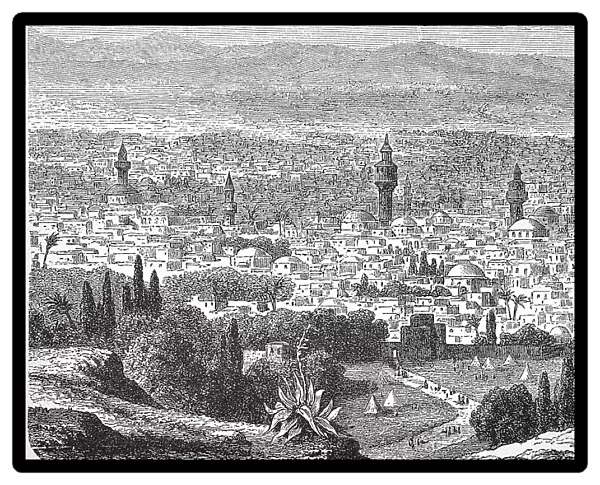 View of Damascus in 1880, Syria, Historic, digitally restored reproduction of a 19th century original, exact original date unknown