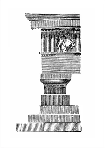 Architectural style, Doric column at the Parthenon in Athens in 1880, Greece, Historic, digitally restored reproduction of a 19th century original, exact original date unknown
