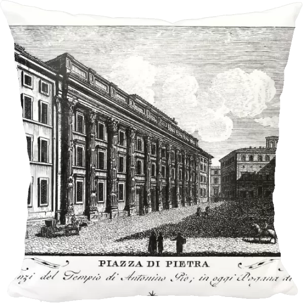 Piazza di pietra, Rome, Italy, digitally restored reproduction from Vedute principali e piu interessanti di Roma by Giovanni Battista, 1799