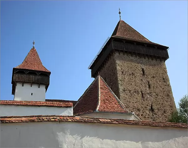 Fortified church of Homorod, Hamruden, built in 1270 as a Romanesque hall church, Brasov County, Transylvania, Romania