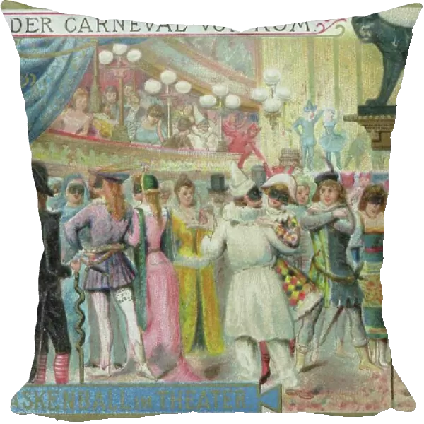 Picture series The Carnveal of Rome, Italy, Masked Ball in the Theatre, Historical, digitally restored reproduction of a collector's picture from ca 1900, exact date unknown