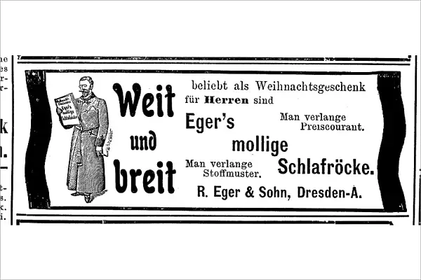 Advertisement of the company Eger & Sohn for sleeping skirts, 1890, Germany, Historic, digitally restored reproduction of an original from the 19th century, exact original date not known