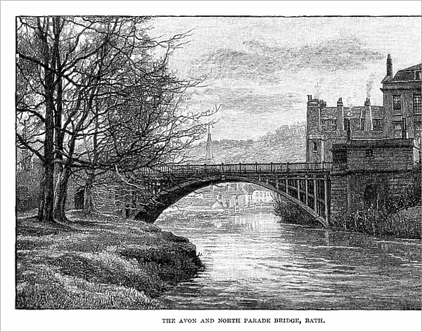 Avon and North Parade Bridge in Bath, England