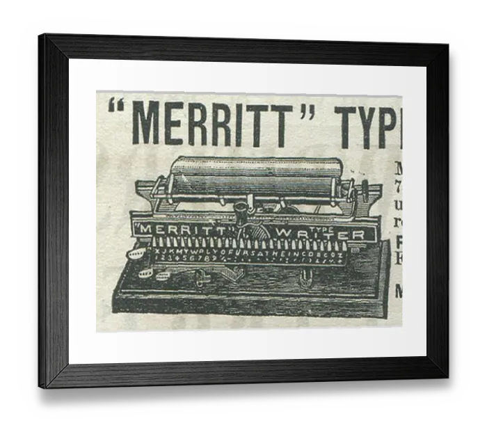 Framed Print : Merritt Typewriter Print 1892 Framed Print : Merritt Typewriter Print 1892